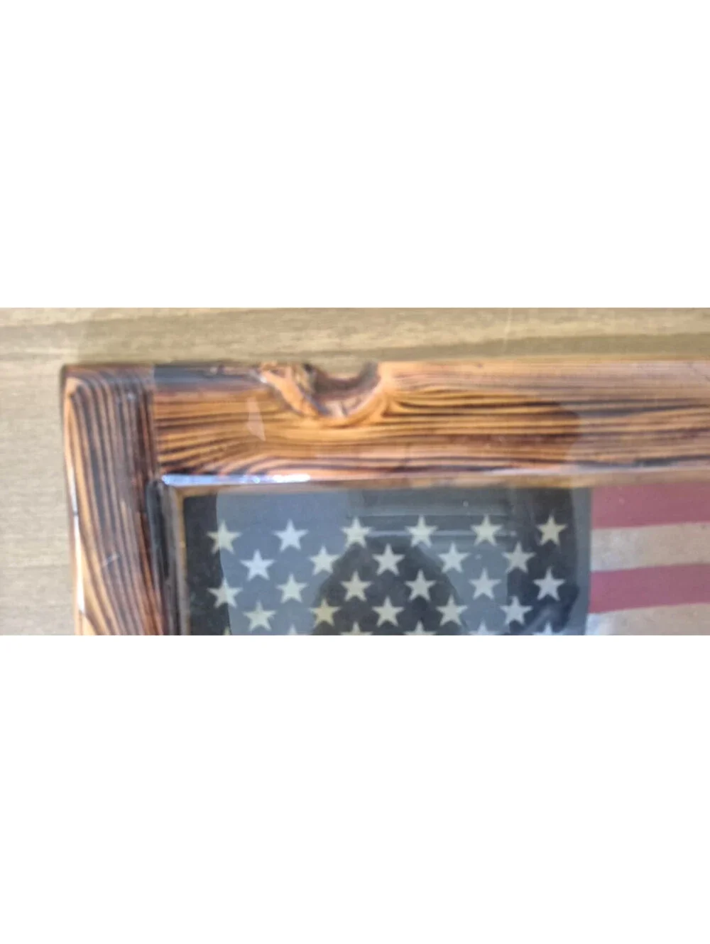 Vintage Rustic American Flag Distressed Wood Framed in Acrylic ~ Wall Art Decor